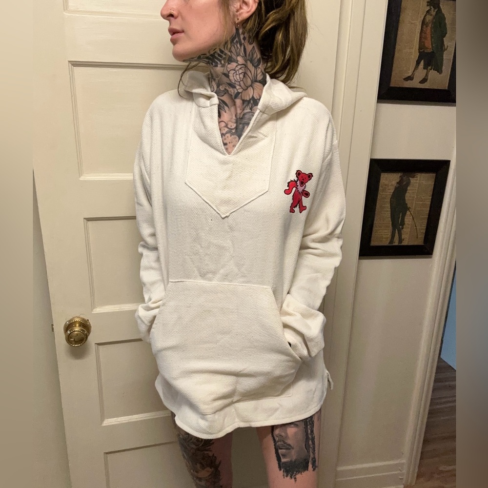 NWT White Grateful Dead Baja Hoodie L